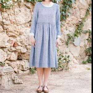 Son de Flor blue linen dress size M